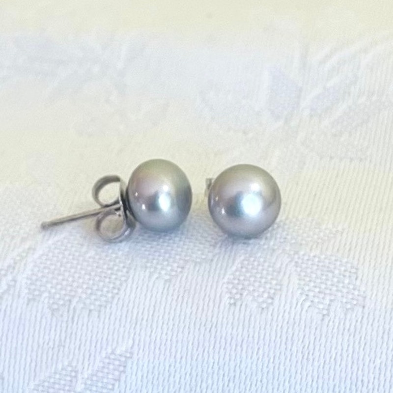 Earrings Peal Honora Sterling Silver Light Gray Silver Stud Cultured Classic 32$